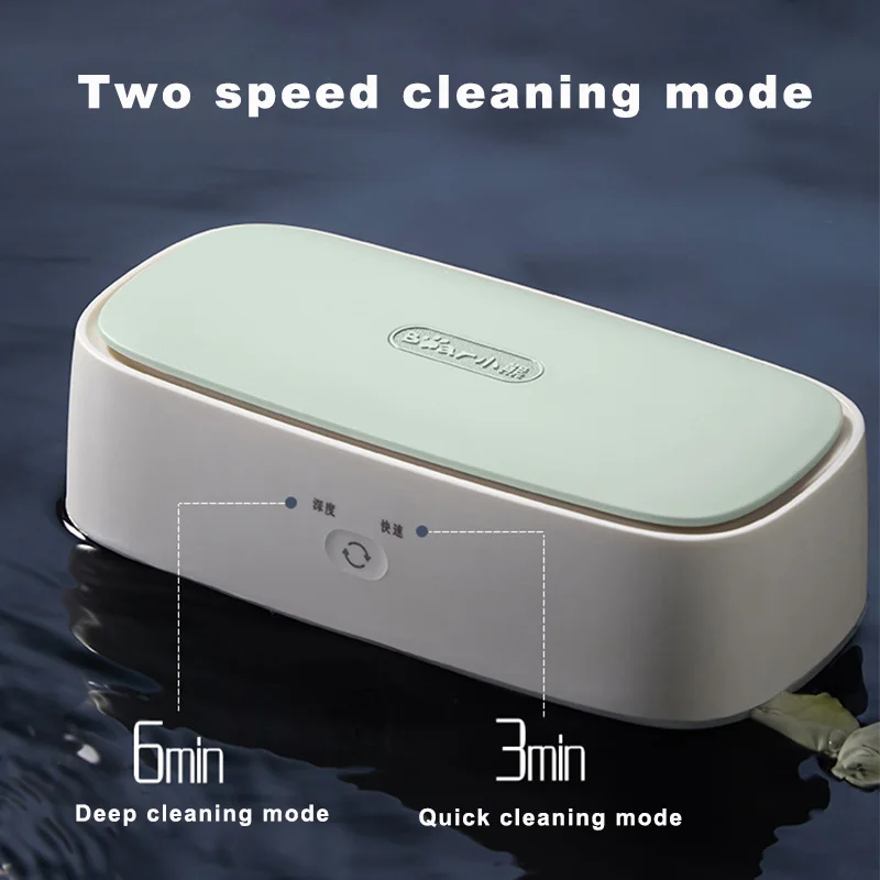 Bear Ultrasonic Cleaner Washer 45000Hz Mini Cleaning Machine Portable Office Home Travel Jewelry Glasses Watch Cleaner 300ML