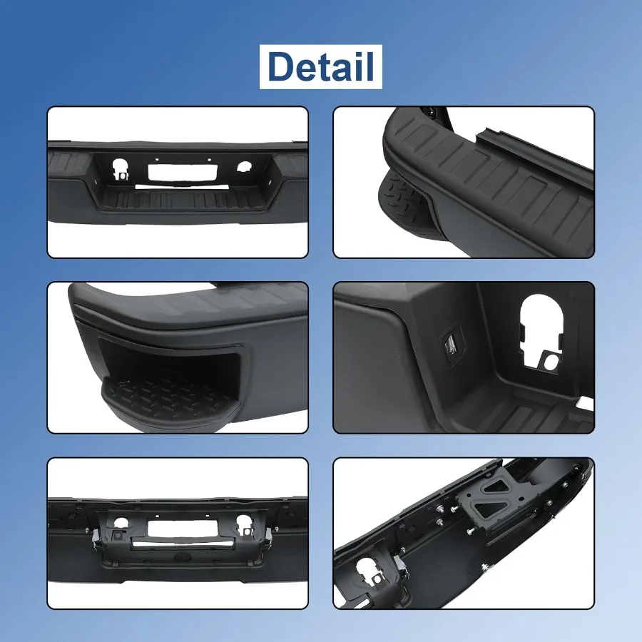 المصد الخلفي الأسود مع استبدال وسادة الخطوة لسيارة تشيفي شيفروليه سيلفرادو 1500 جي إم سي سييرا 1500 المصد الخلفي بدون الاسمية