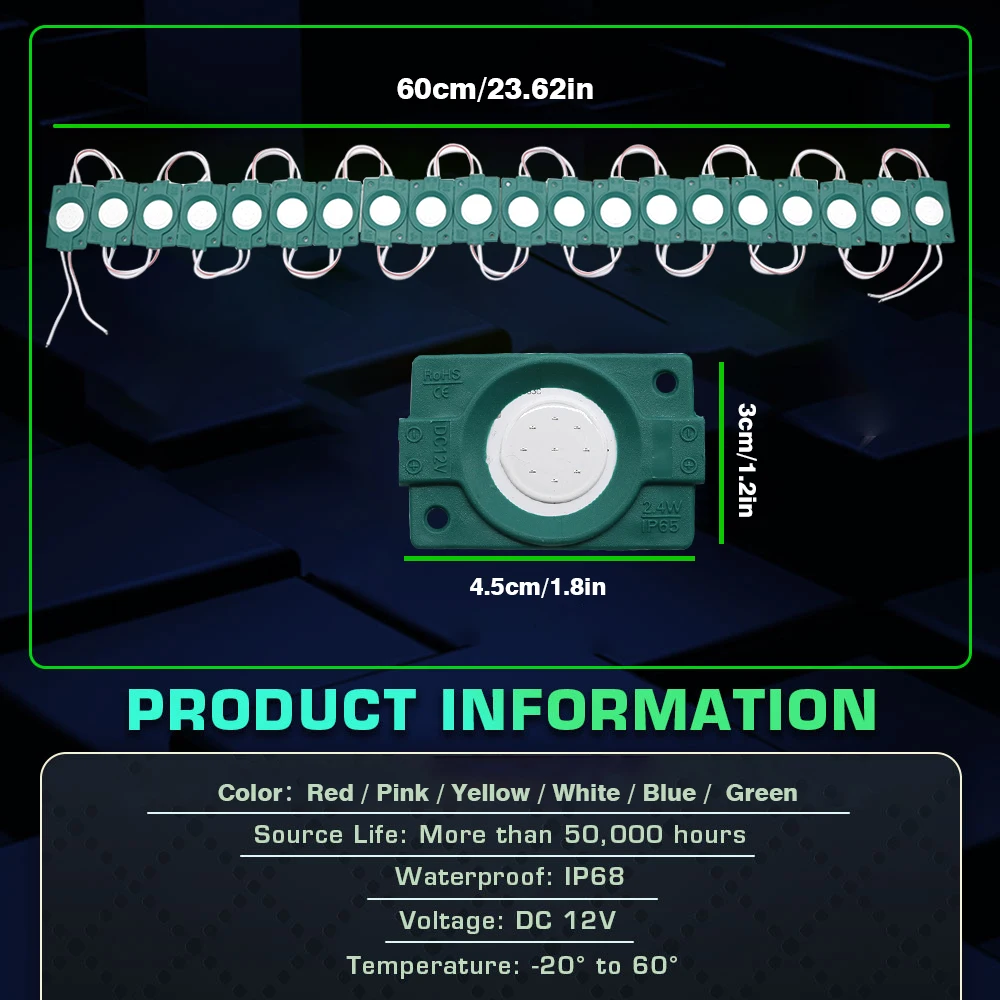 1pcs 12V COB LED Module Waterproof IP65 Shop Banner Advertisement Design Sign Backlight in White Red Green Blue Yellow