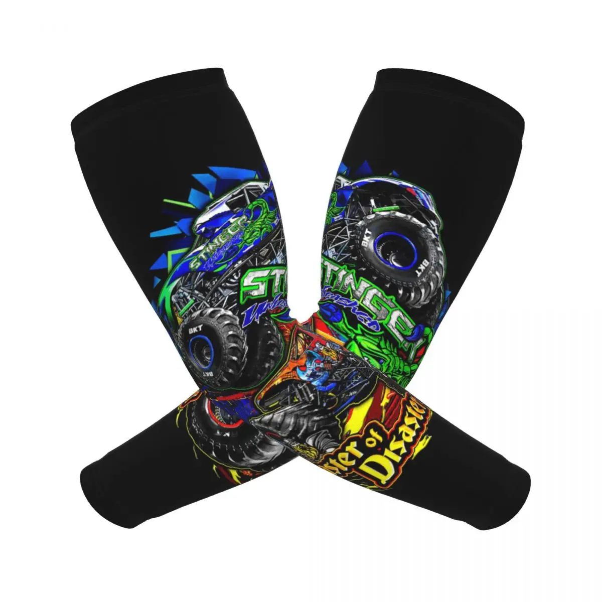 

Классический Monster Jam Truck с узором на рукавах для мужчин и женщин, защита от солнца и ультрафиолета, татуировка, прикрытие для спорта, охлаждение, езда на велосипеде
