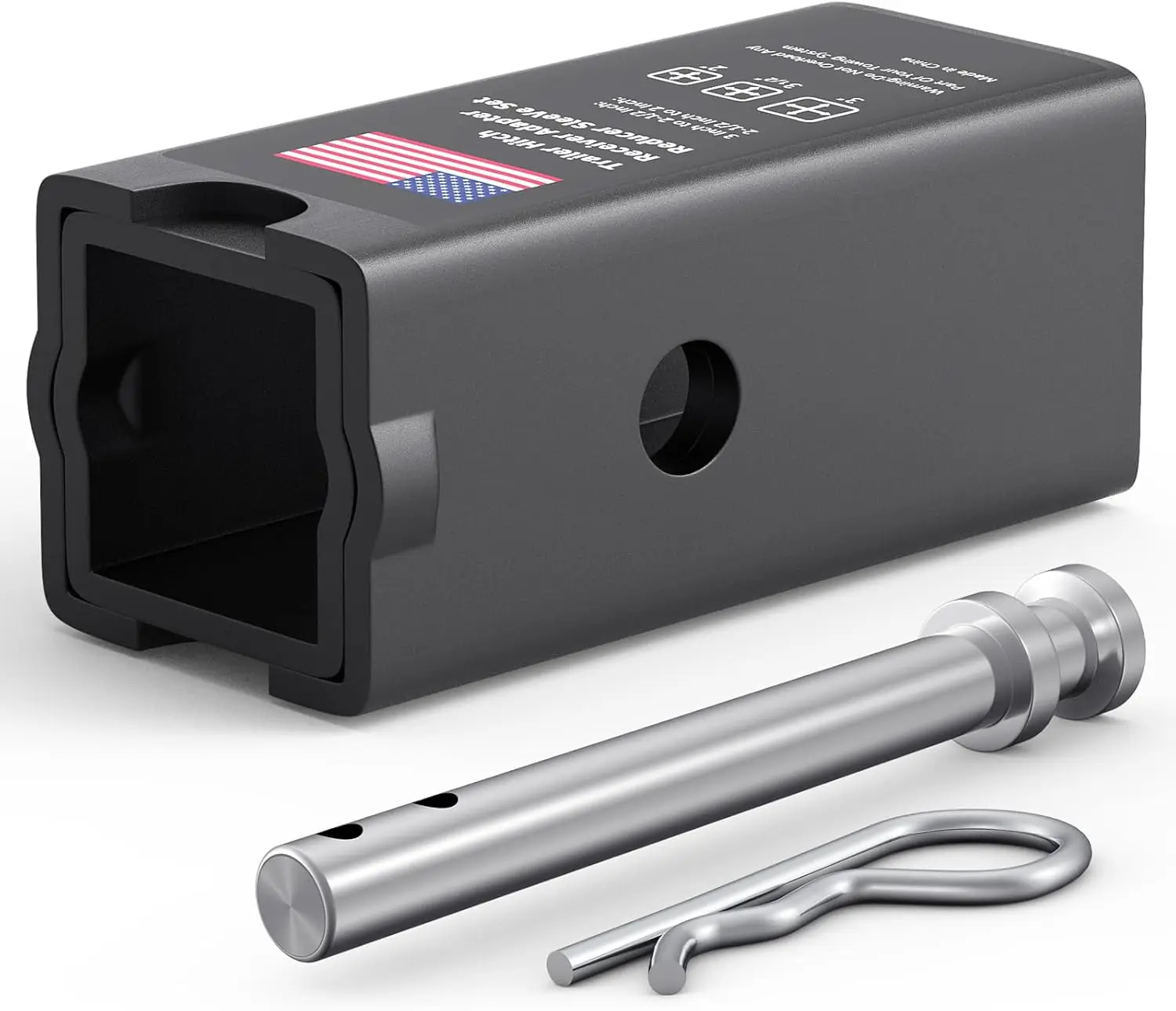 

Trailer Hitch Receiver Extender Adapter Set, 3' to 2-1/2' or 2', with Pin and Clip