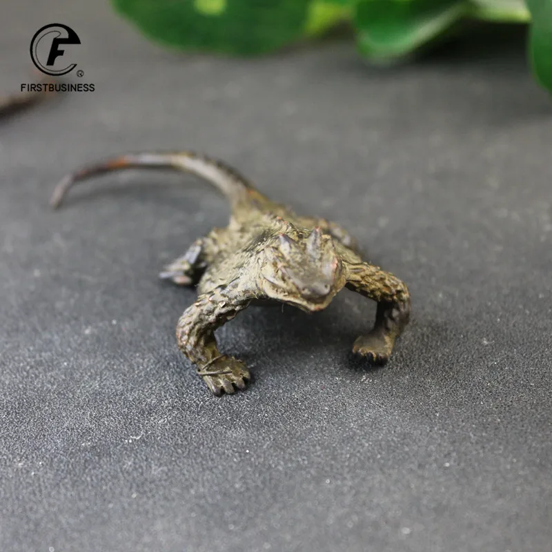 Pure Copper Lizard Statue Solid Animal Sculpture Desktop Ornament Antique Bronze Home Decorations Accessories Crafts Collection