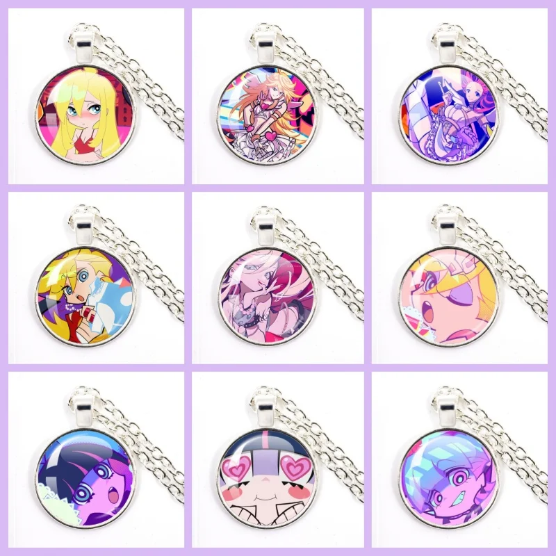 New Style Anime Panty & Stocking with Garterbelt Cartoon 25mm Round Necklace Character Panty Stocking Charms Jewelry Fans Gift