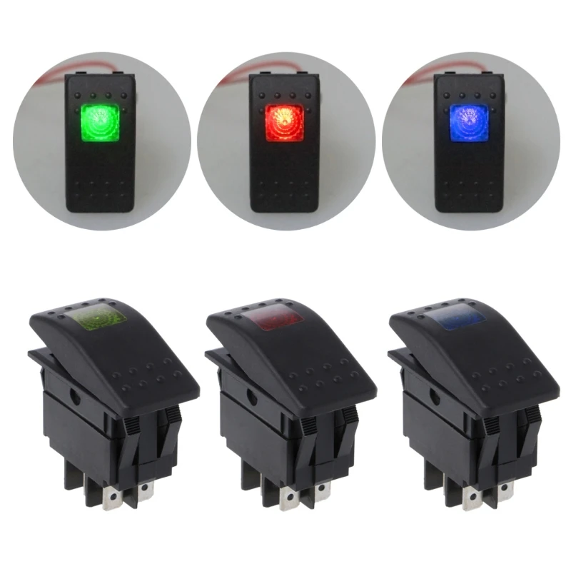 

12V Waterproof Marine Boat Rocker Switch Toggle 4 Pin ON-Off Switch 12V/20A with LED Light For Car Truck Marine
