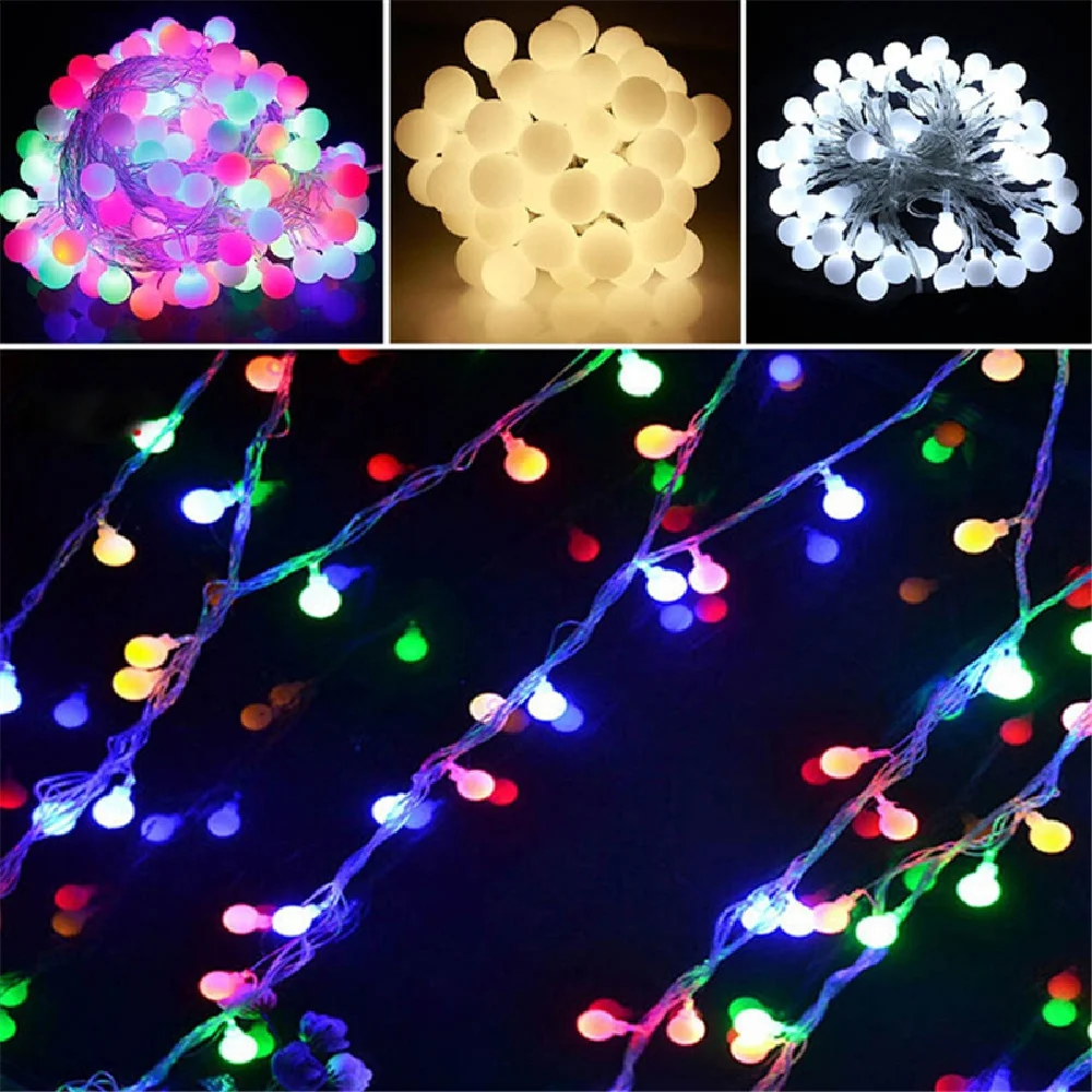 10M 100 Ball Multicolor Christmas LED String Lights 110V 220V IP44 Outdoor Wedding Party Holiday Decoration Lights Luces