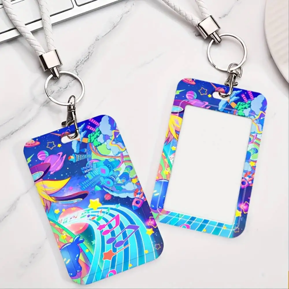 Neon Space Music ID Card Holder Plastic Badge Case For Doctor Nurse Student Staff ID Bank Credit Card Holiday Gift