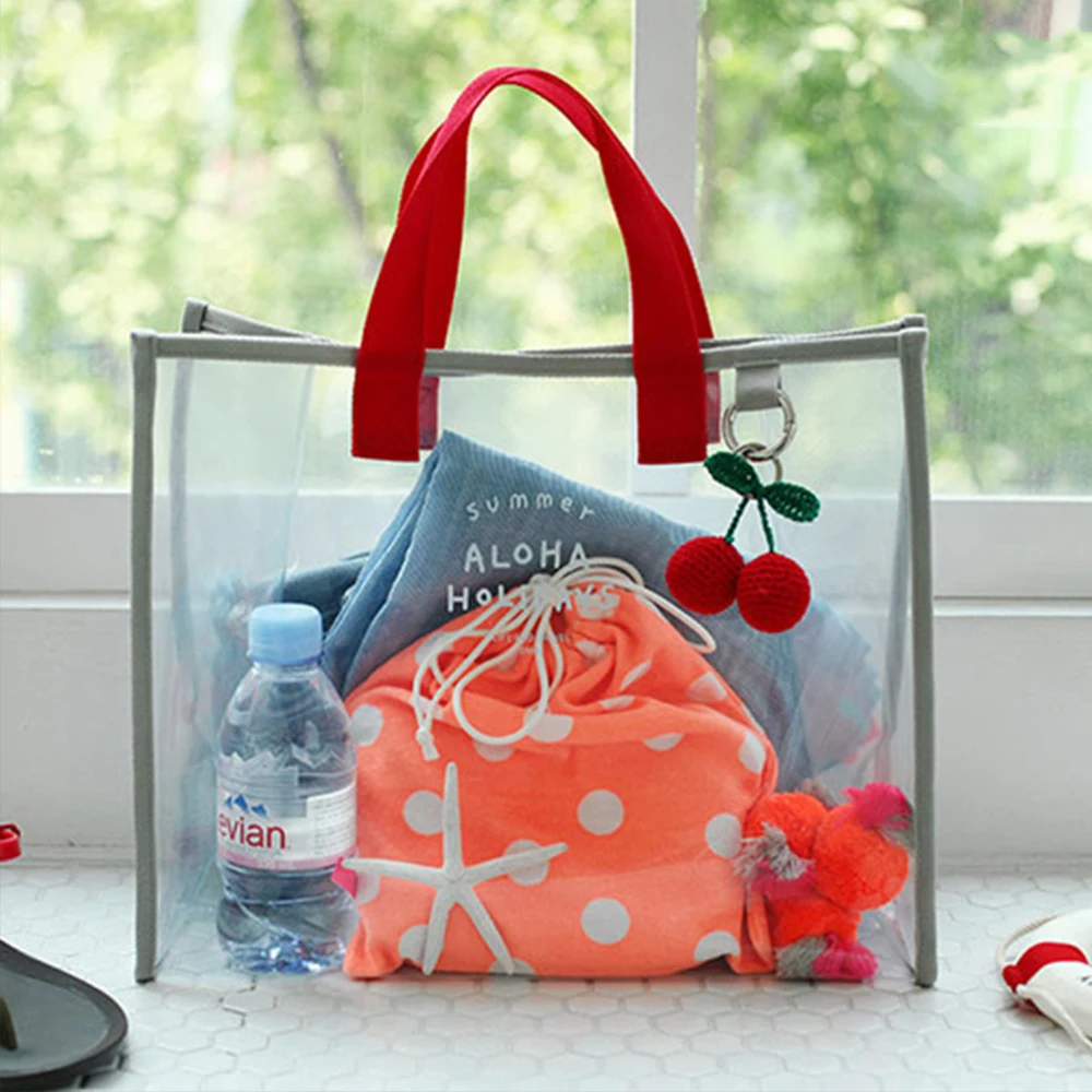 Transparent PVC hand swimming bag, portable clothing storage bag, fashionable beach bag, travel bag