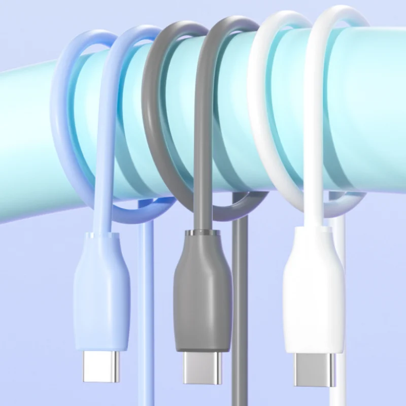 Fast Charging Type C to Type C Cable Soft Silicone USB-C to USB-C Data Sync Charging Cord For Samsung Xiaomi Huawei MacBook