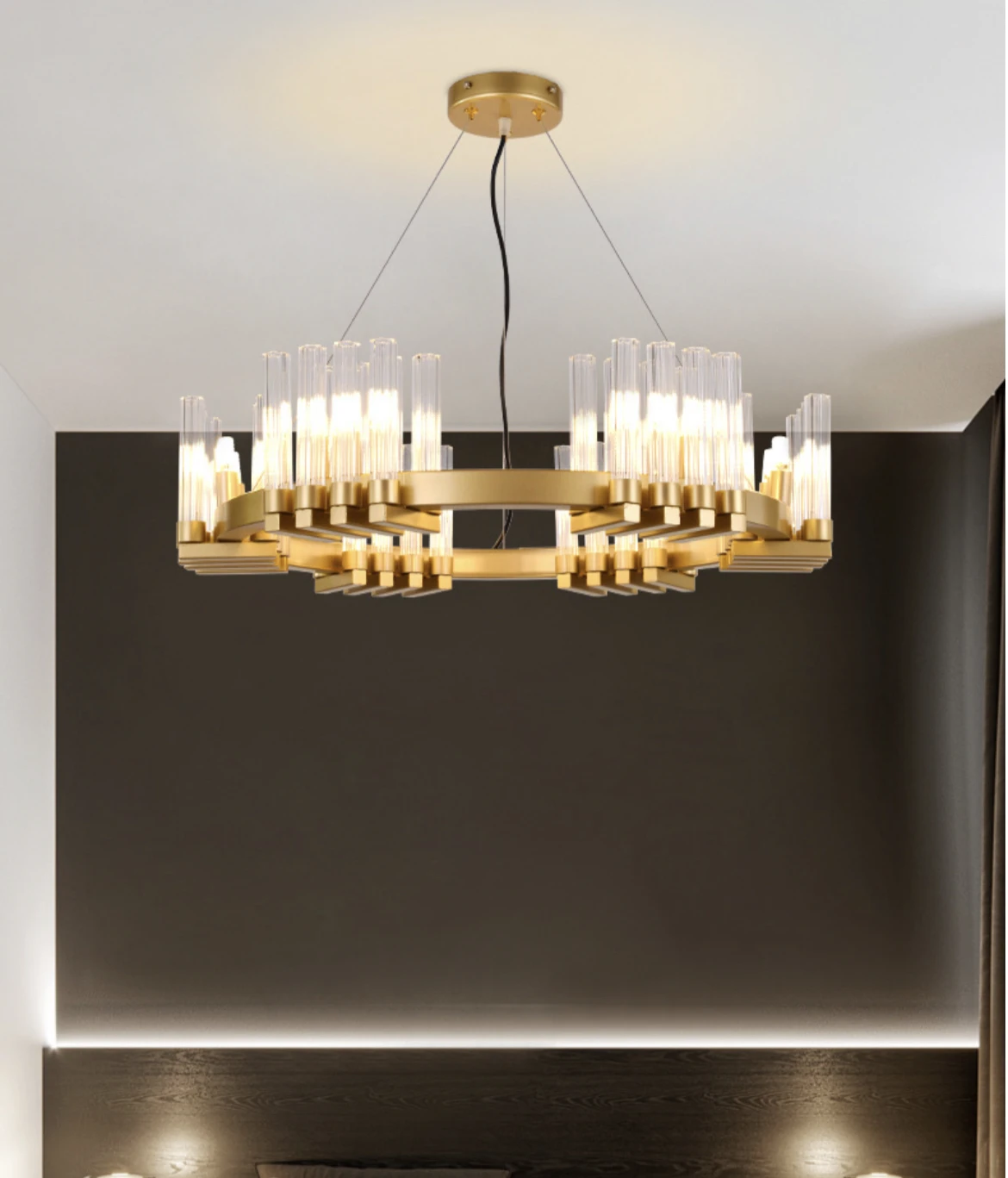 Nordic Round Crystal Restaurant Light Postmodern Hotel Lobby Creative Designer Personality Candlestick Chandelier