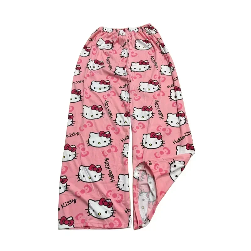 Olá kitty dos desenhos animados algodão solto estilo verão senhoras calças de pijama calças de pijama das mulheres dos homens sleep bottoms lounge wear menina sono