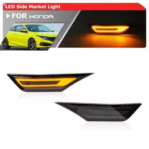 Smoked Civic Side Marker Light Replacement For 2016-2021 10th Honda Civic FC FK Type R Amber Bumper LED Fender Side Marker Light