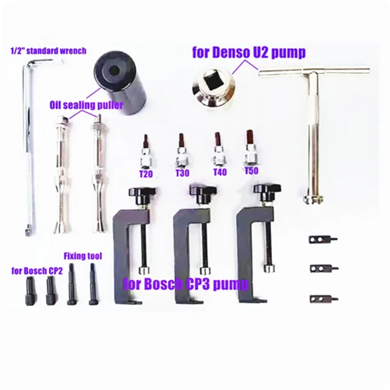 Diesel Common Rail Pump Disassemble Tool Set Fuel Pump CP2 CP3 U2 Repair Kits for Bosch Denso