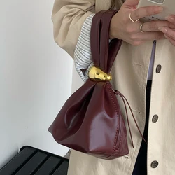 Fashion Designer Women's Small Handbag Soft Leather Pleated Ladies Mini Clutch Bag Female Party Evening Purses Bucket Bag