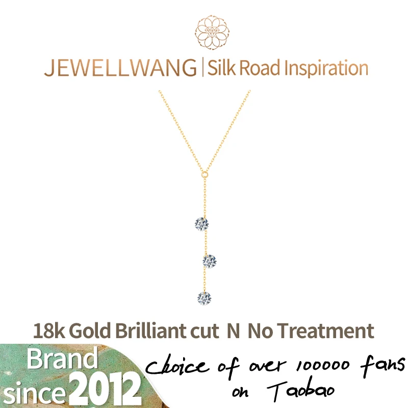 

JEWELLWANG Синтетическое ожерелье с плавающими бриллиантами, 18-каратное желтое золото, кулон с бриллиантами, модные ювелирные изделия, женский подарок для вечеринки