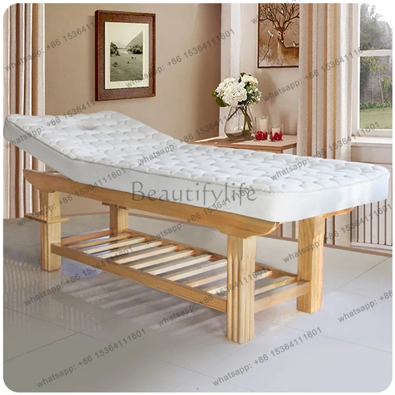 Factory Direct Sales Wooden Latex Massage Beds Beautify Comfort Thai Professional Massage Tables Placement Sauna Salon Furniture