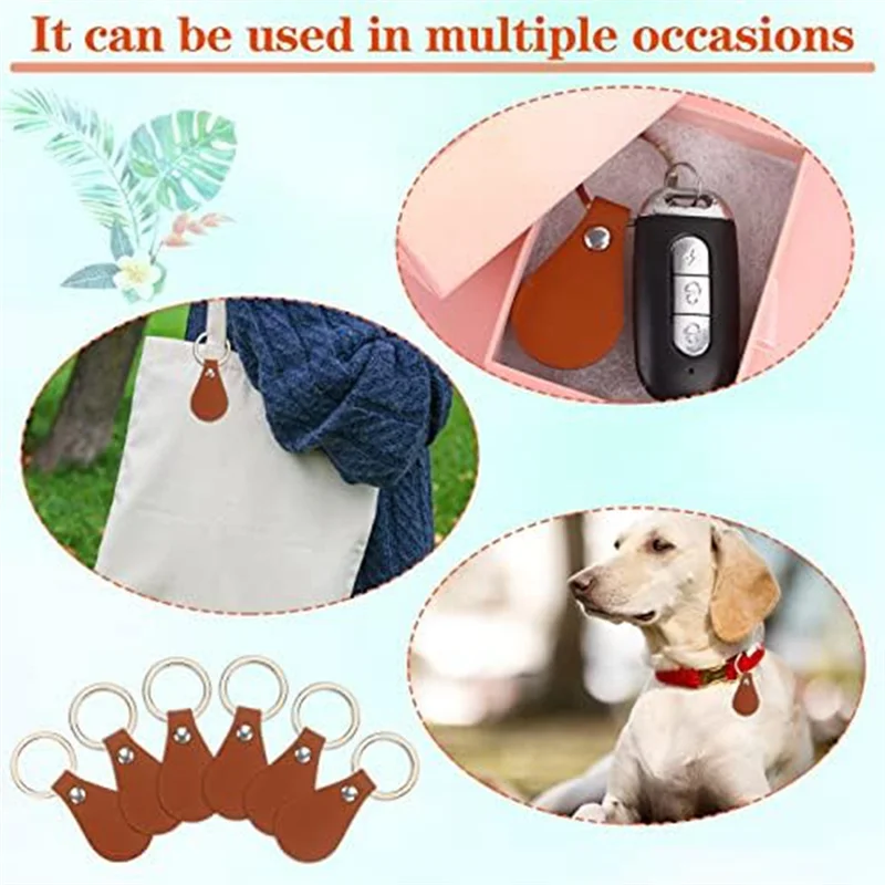 

A19E-50 Piece DIY Leather Keychains Brown Blank Keychain For Car Key Home Door Key Small Decoration Homemade Gift