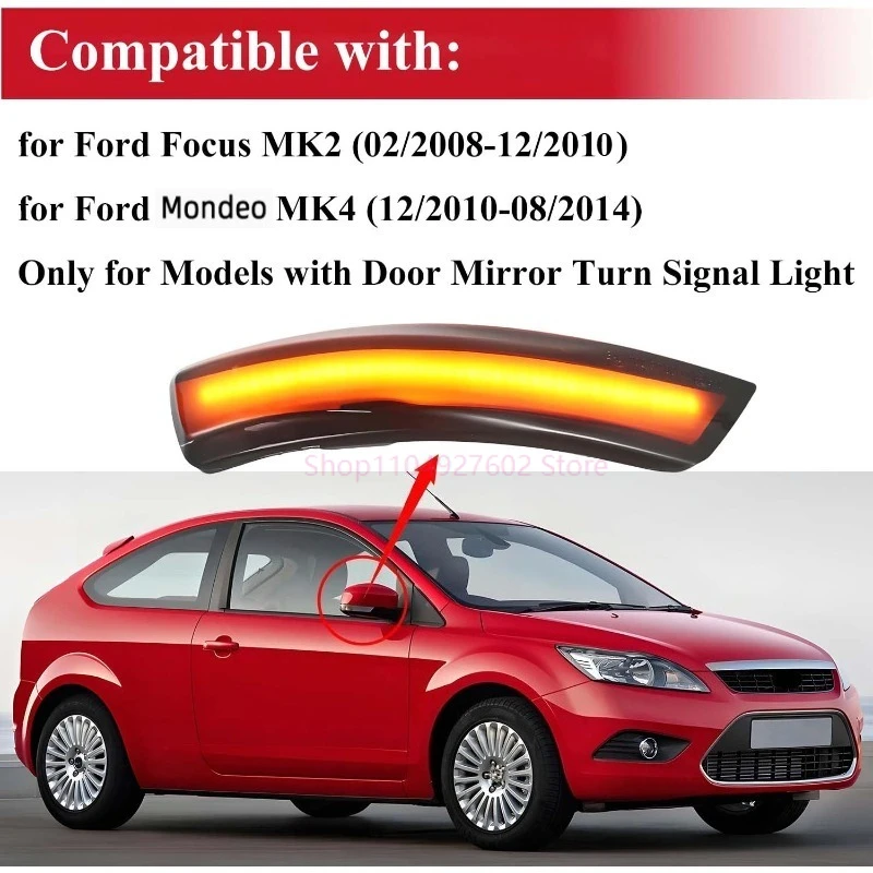 Amber LED Dynamic Turn Signal Side Marker Sequtntial Light Indicator Lamp For Ford Focus 2 MK2 Focus 3 MK3 3.5 For Mondeo MK4 EU