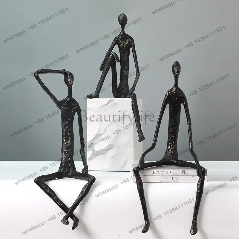 Modern simple black abstract portrait sculpture ornament sitting figure soft decoration