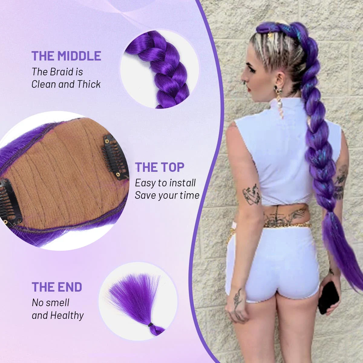 26 بوصة الاصطناعية Skpop الأرجواني ذيل حصان شعر مستعار تأثيري الضوء الأحمر الأرجواني الداكن الأرجواني النمر الفم كليب ذيل حصان