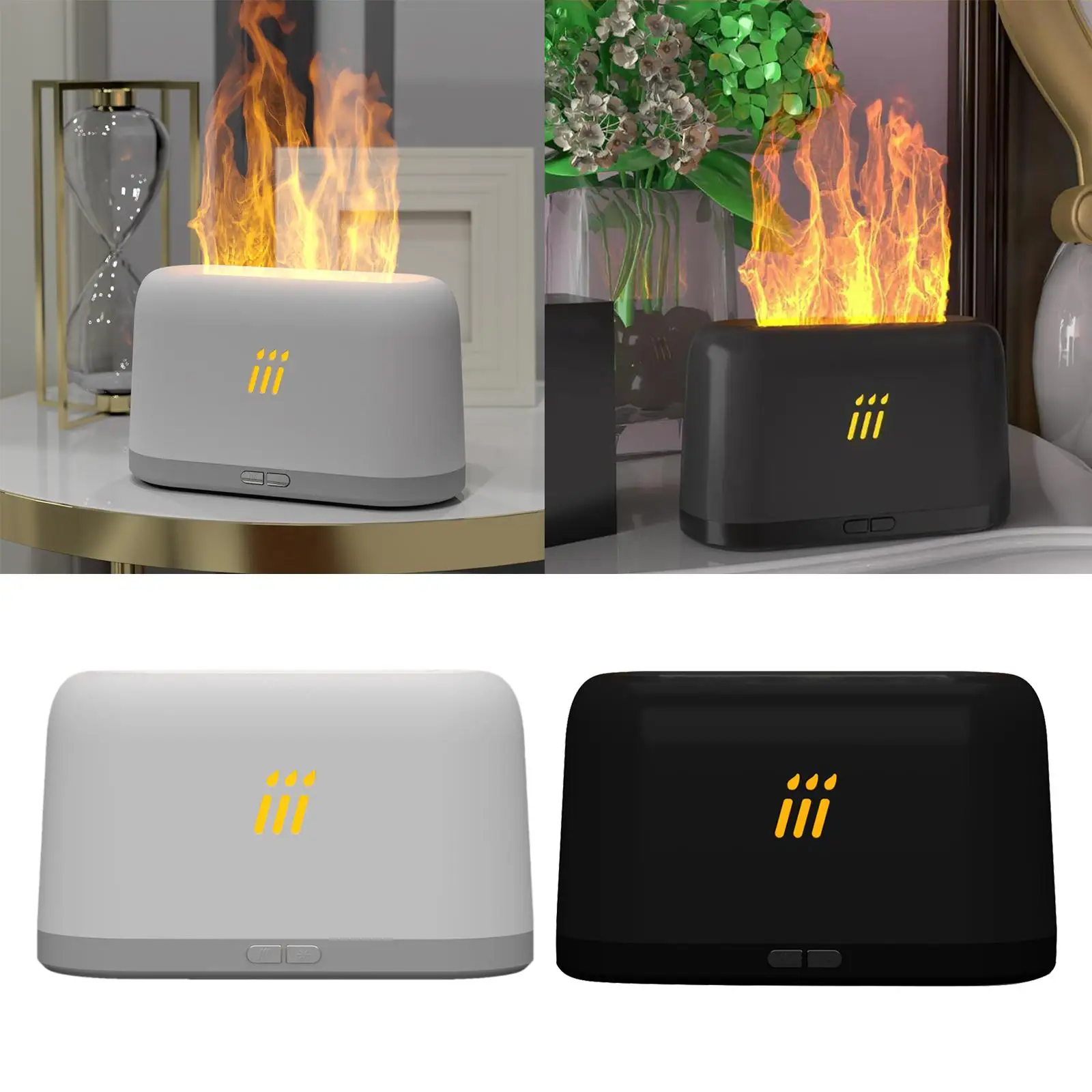 

3D Flame Night Light Cool Mist Humidifier USB Charging for Travel Desktop