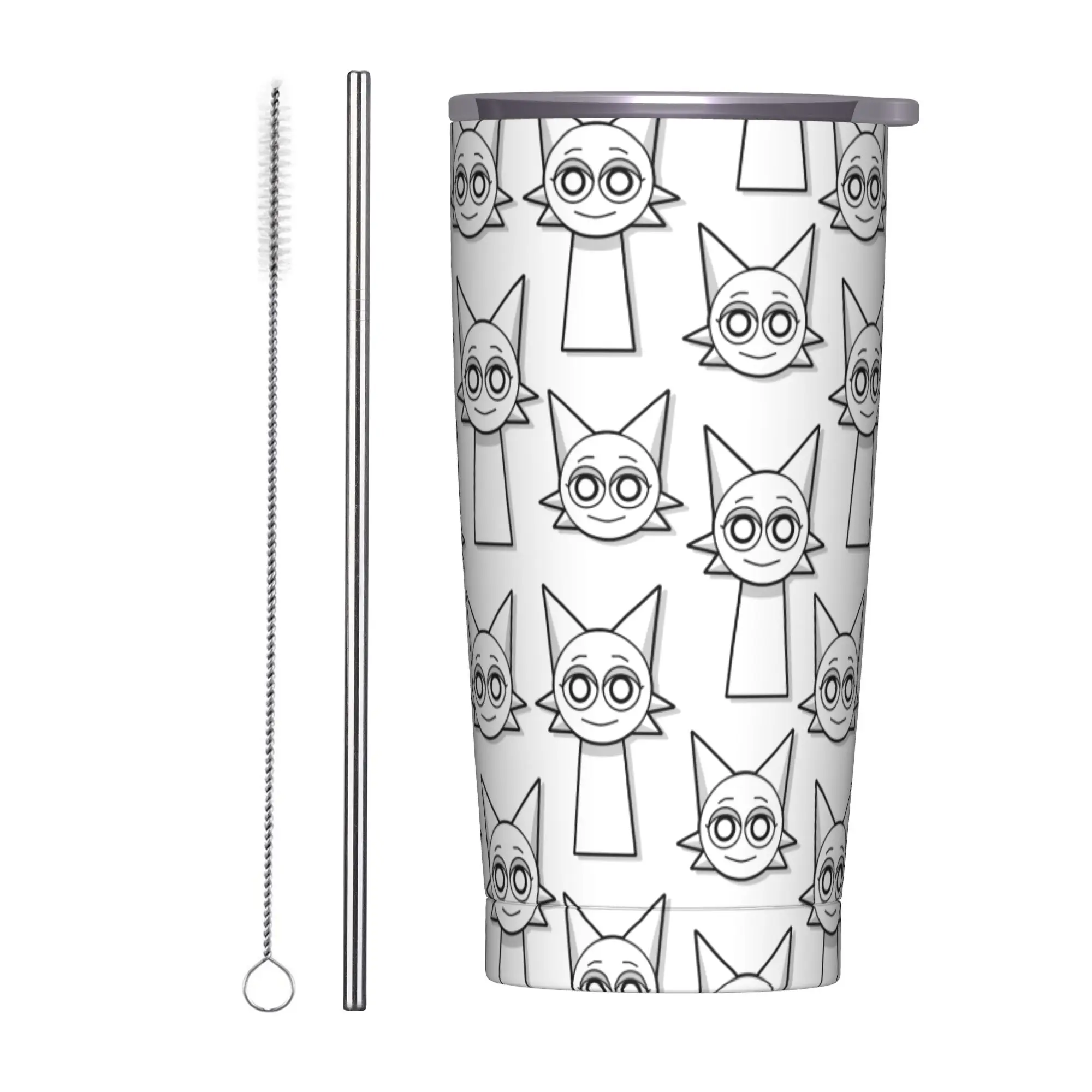 Sprunki Cartoon Anime Tumbler Vacuum Insulated  Thermal Cup Vacuum Flask Double Wall Mug Water Bottle