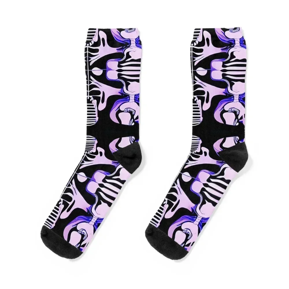 Skeleton and Bones (Lavender Purple) Socks aesthetic cool Socks Man Women's