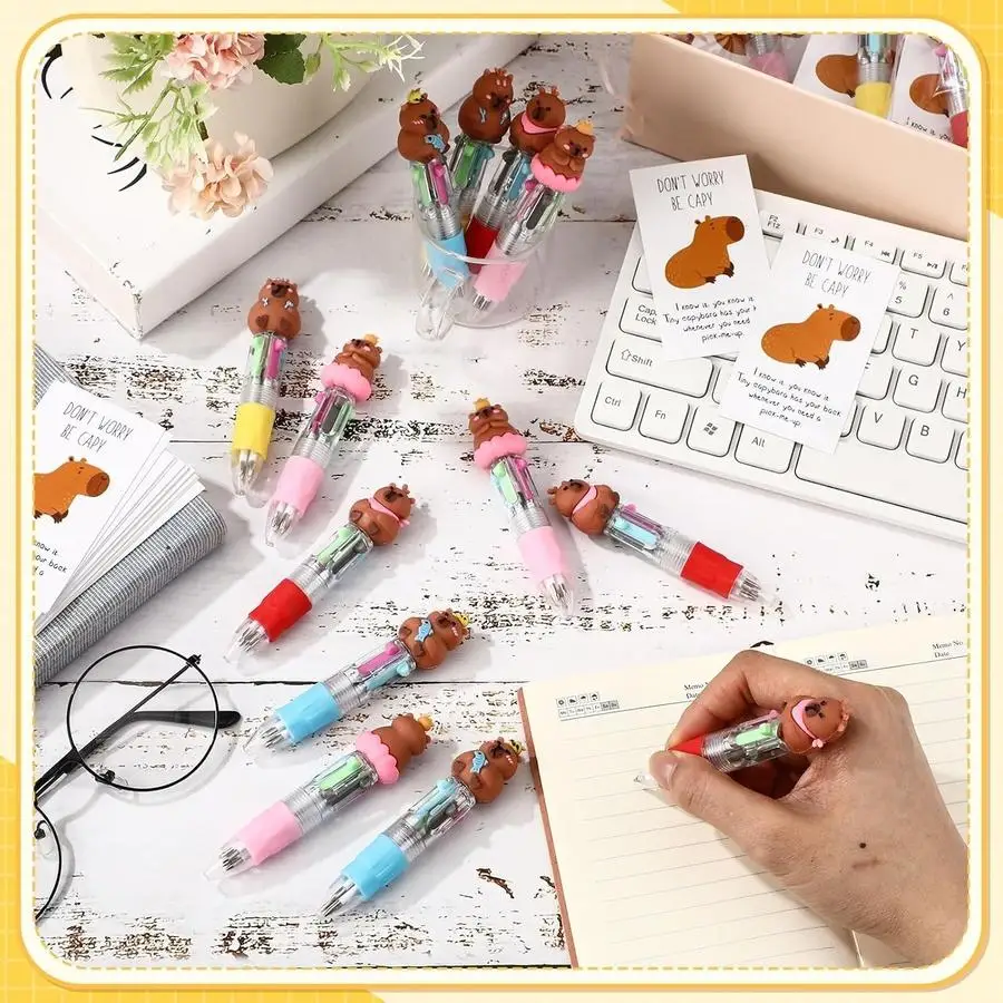 1/5/10/20/50/100pcs Gift for Her/Him s Capybara Pens Gift Accessories Bulk, Include s 4-in-1 Multicolor Ballpoint Capybara Party