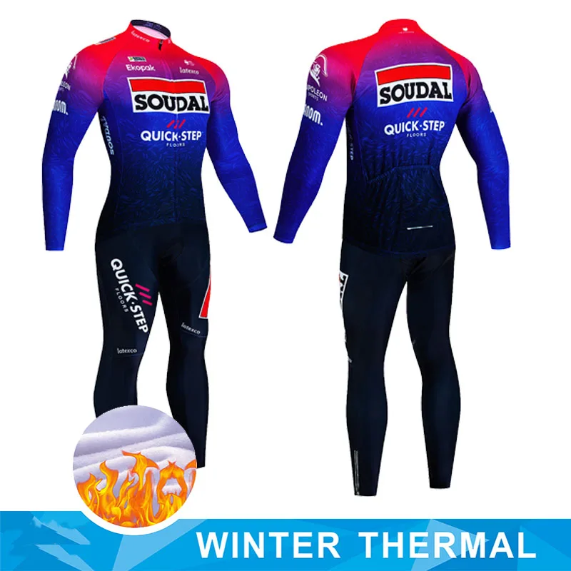 Winter Cycling Jersey Set QUICK STEP Thermal Fleece Cycling Clothes MTB Bicycle Clothing Keep Warm Mountain Bike Cycling Wear