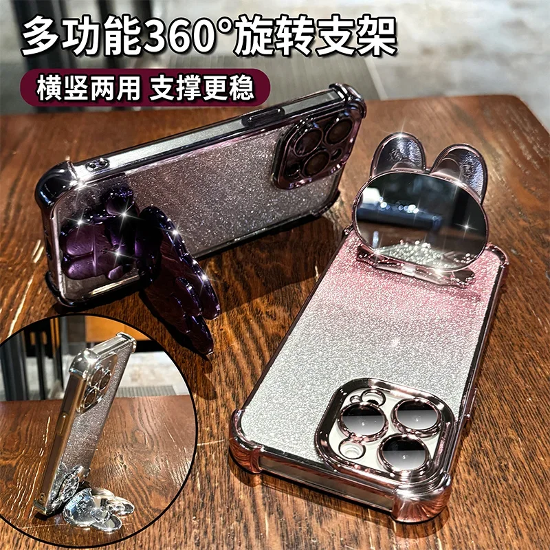 Bracket Bracelet Shockproof Glitter Plating Case For Samsung Galaxy A16 A06 A15 A25 A35 A55 A05 A04 A14 A24 A34 A54 4G 5G Cover