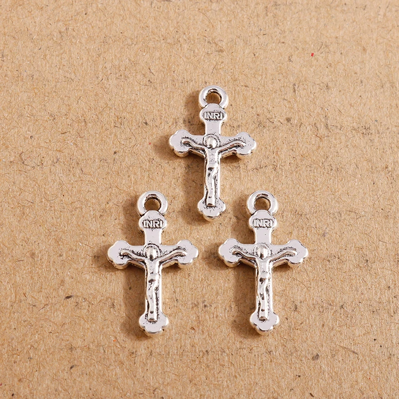 30pcs/Lot 20*12mm  Alloy Cross Charms Religious Crucifix Pendants for Jewelry Making Accessories DIY Handmade Earrings Necklace