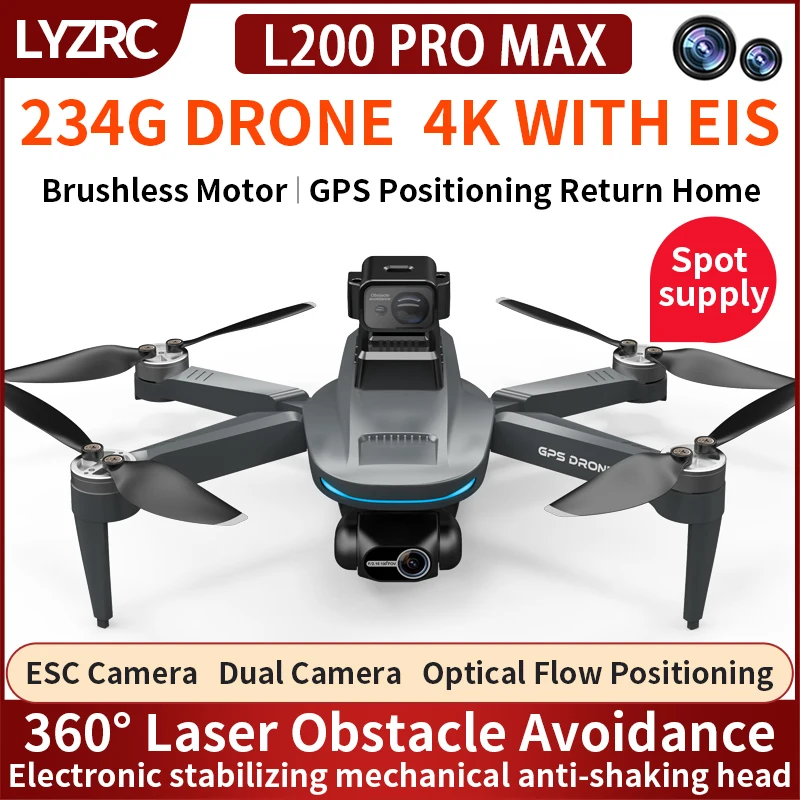 طائرة بدون طيار احترافية مع كاميرا مزدوجة عالية الدقة ، L200 Pro Max ، تصوير جوي ثنائي المحور ، محرك بدون فرش ، طائرة هليكوبتر ، طائرة رباعية المراوح بالتحكم عن بعد ، طائرة