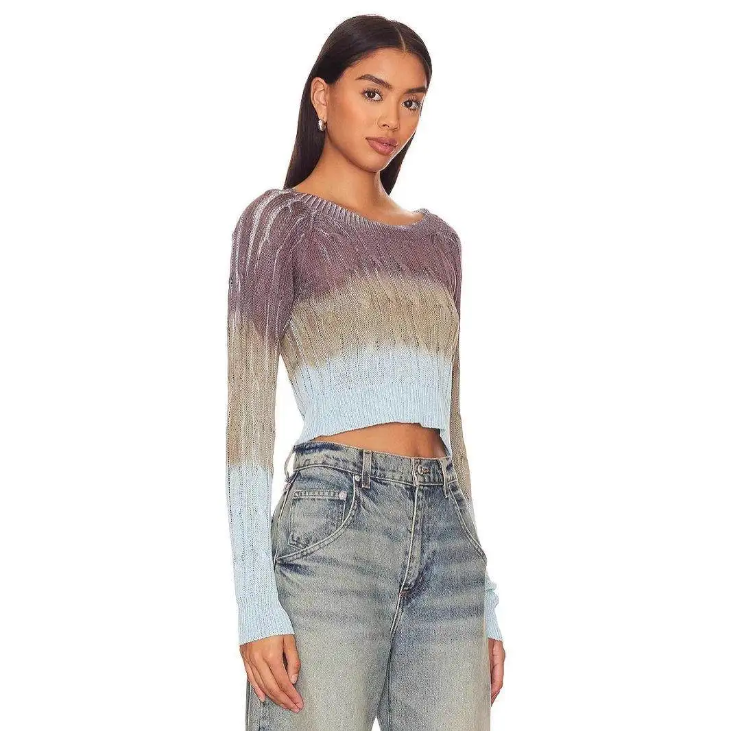 

Women's Long Sve Color Blo Knitted Sweater Hoodie Independent Station Fem Clothing Red 2024 Spring Summer