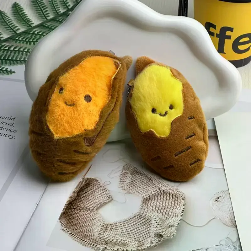 Cute Creative Light Color Sweet Potato Plush Doll Keychain Cartoon Simulated Food Stuffed Doll Pendant Decor Accessorie Gift