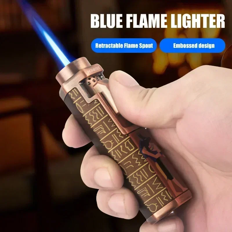 

HONEST Strong Blue Flame Lighters 9MM Retractable Head Stereoscopic Embossed Craftsmanship Fine Patterns Adjustable Flame Size