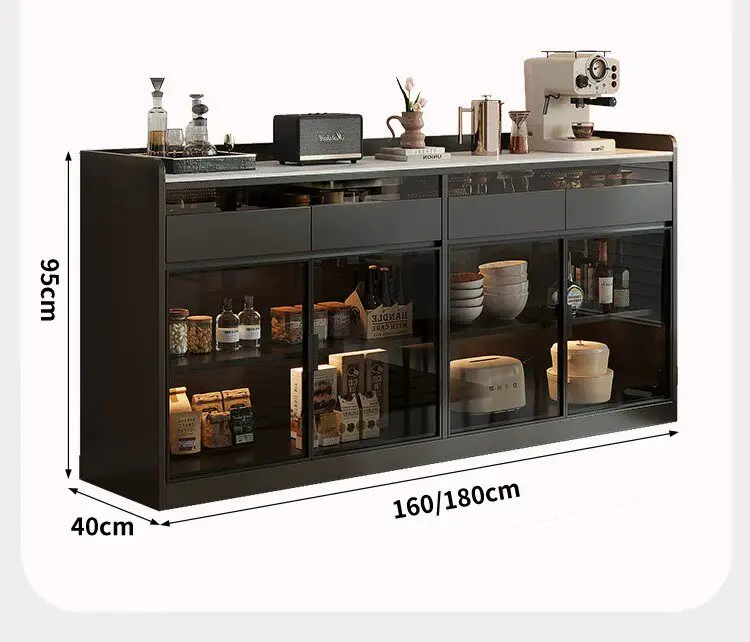 Modern Sideboard Cabinet With Glass Door Buffet Storage Cabinet With Drawers Kitchen Dining Living Room Furniture Coffee Bar