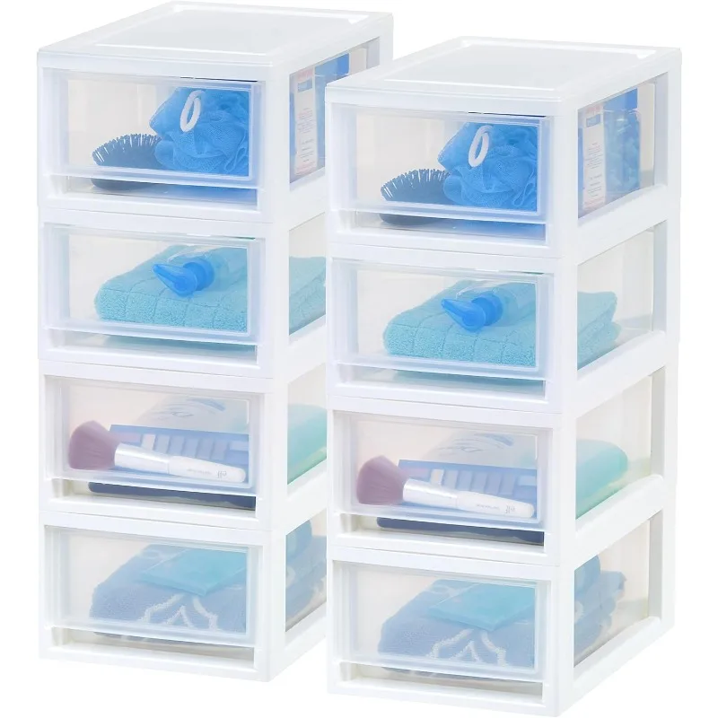 

6 Qt. Plastic Drawer Storage Organizer Stacking Drawers, 8-Pack, Stackable Unit with Sliding Drawer for Clothes Bedroom Kitchen