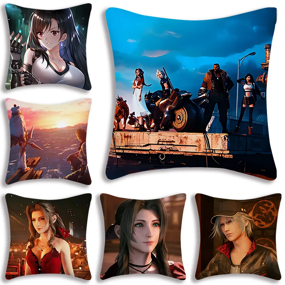 Anime Final Fantasy VII Remakes Pillow Covers Cartoon Sofa Decorative Home Double-sided Printing Short Plush Cute Cushion Cover