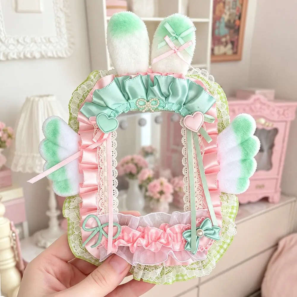 Portable Photocard Holder Ribbon Bow Lace Photocard Case Cute Lolita Style Photo Card Display Holder Craft Accessory