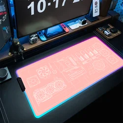CPU Artistic line design Mouse Pad RGB Backlight Desk Mat Setup Gaming Accessory Led Mousepad Big wireless Mousemats Gamer Anime