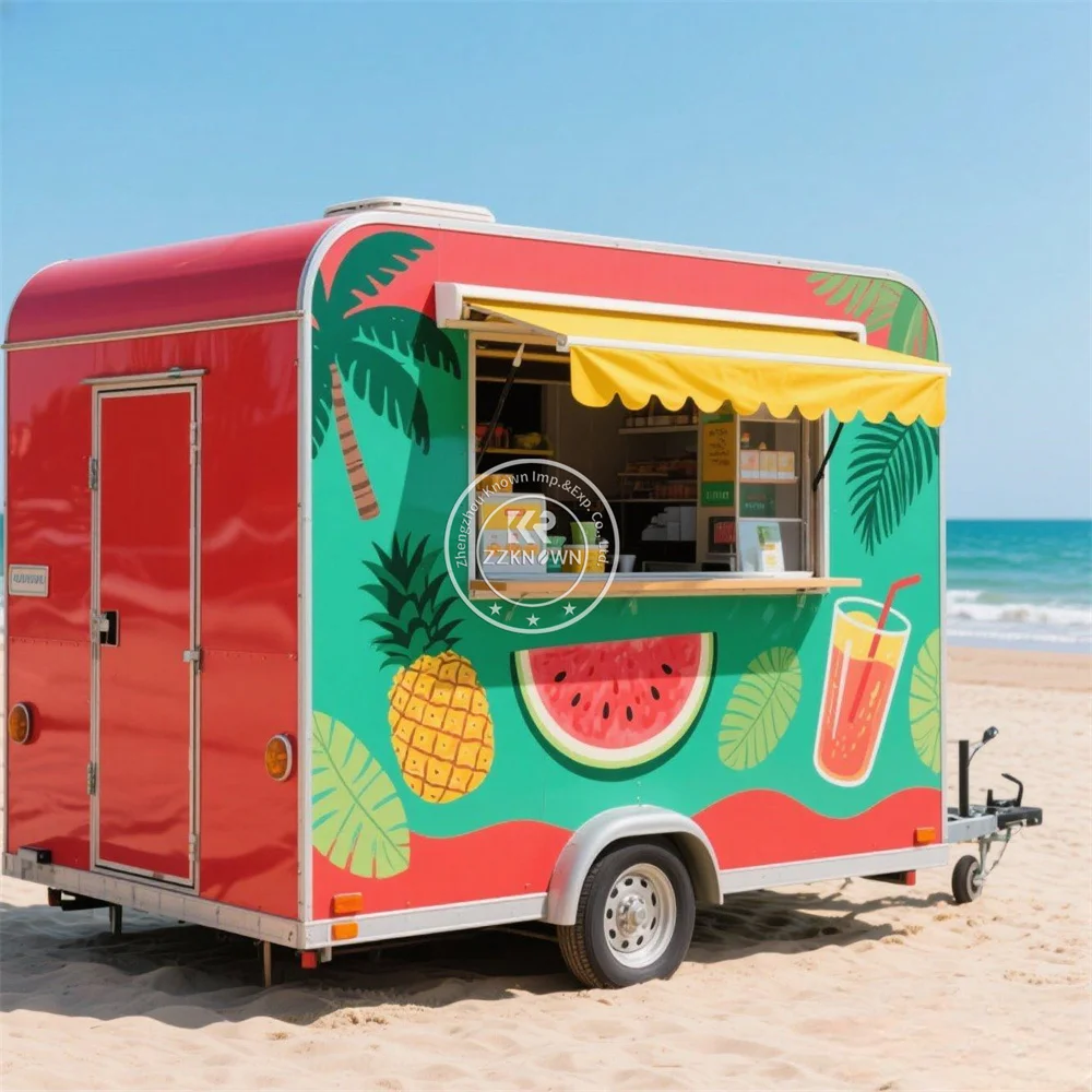 

Customized Mobile Kitchen Bbq Fast Food Trailer Fully Equipped Street Concession Hot Dog Cart Food Truck With Full Kitchen