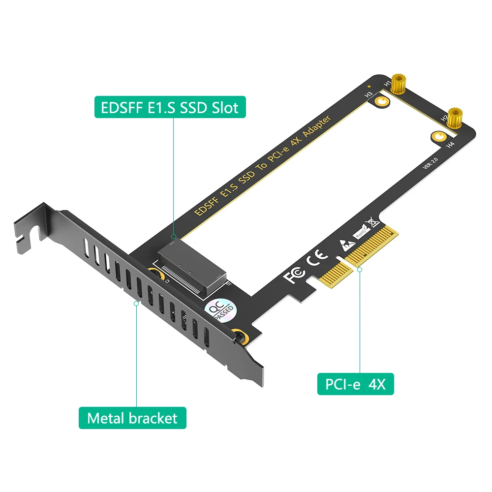 PCI-E 4.0 4X إلى NVMe حاكم 1U GEN-Z EDSFF 9.5 مللي متر 15 مللي متر 25 مللي متر سمك قصير SSD E1.S مع بالوعة الحرارة PM9A3 PM9D3 P5801X الناقل
