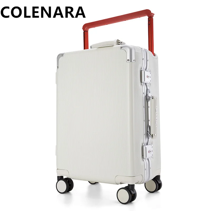 COLENARA High Quality Suitcase with Cup Holder Aluminum Frame Boarding Box Student PC Trolley Case 20\