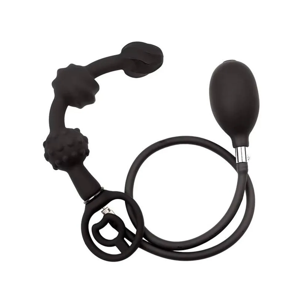 Wearable Inflatable Anal Plug With Steel Ball Open Mouth Gag Vagina Dilator Anal Pump SM Sex Toy For Couples Women Men