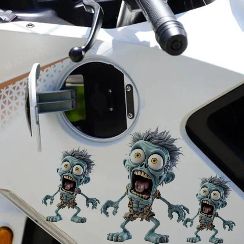 Surprised Skull Man Motorcycle Stickers Waterproof Sun Protection Universal Car Motorbike Window Body Decoration Accessories