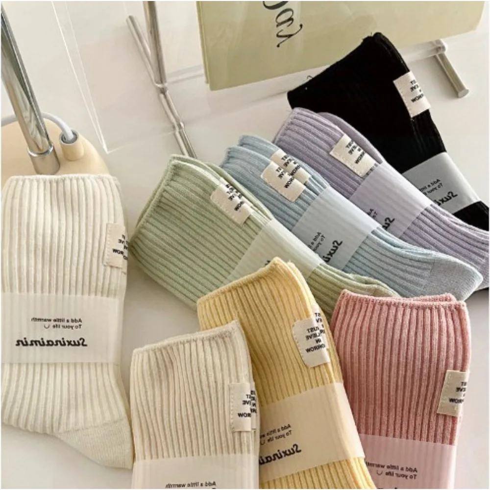 Women Socks Long New Candy Color Middle Tube Crew Socks Japanese Harajuku Fashion Breathable Fresh Colorful Socks чулки