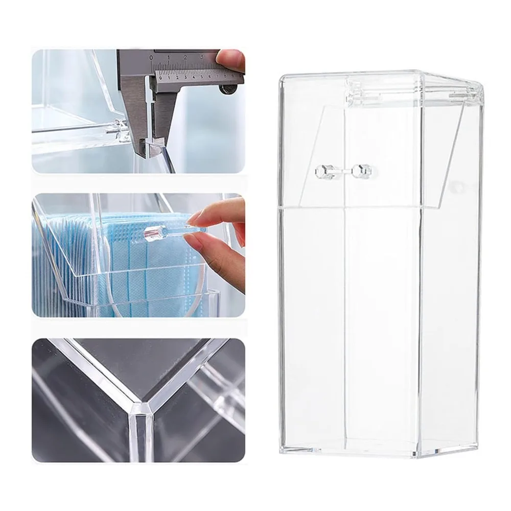 With Lid Face Mask Dispenser Vertical Dust-Proof Mask Storage Box Clear Acrylic Cosmetic Brush Organizer Clinic Use