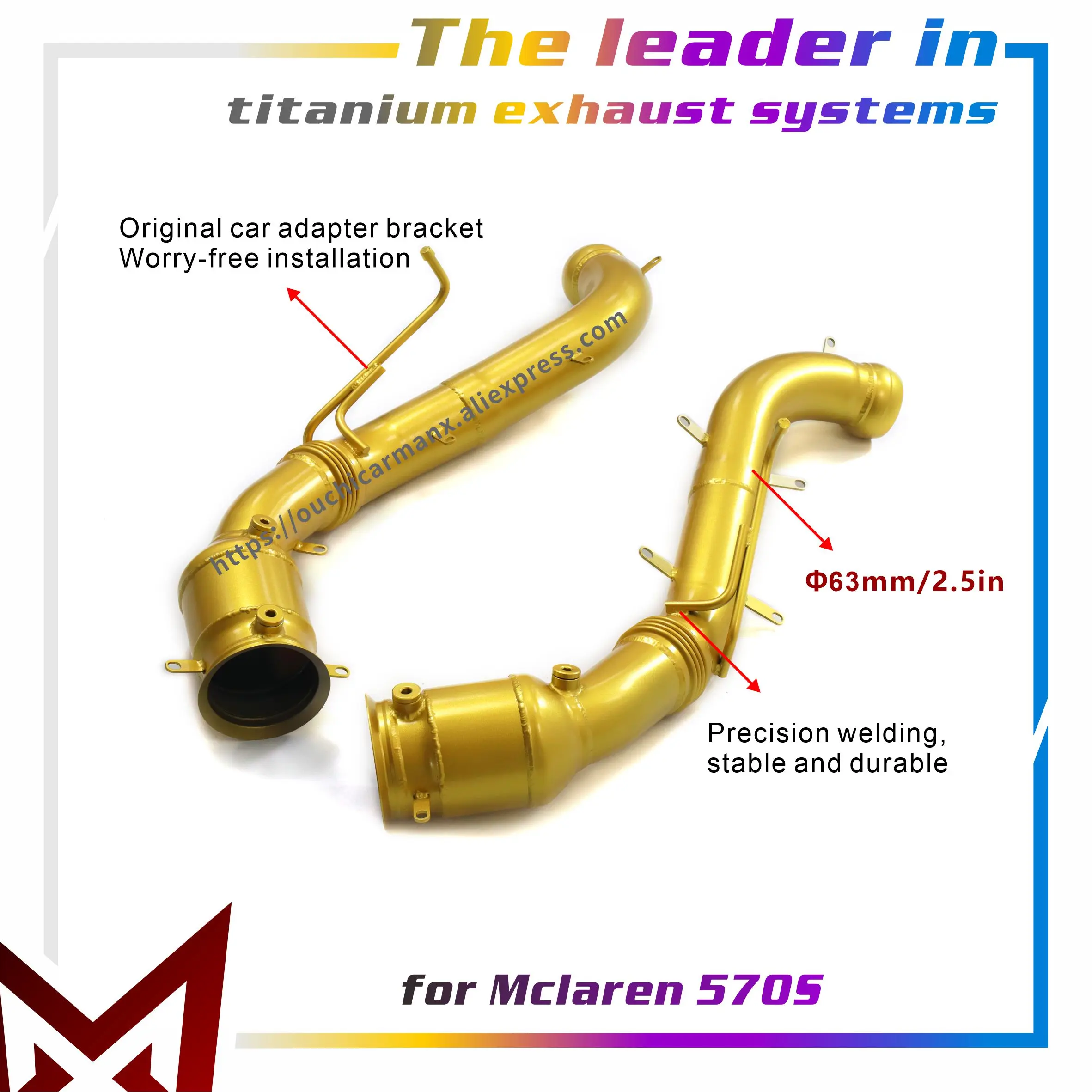 

MANX Downpipe for Mclaren 570S Direct bolt installation Exhaust system High precision DIY modification