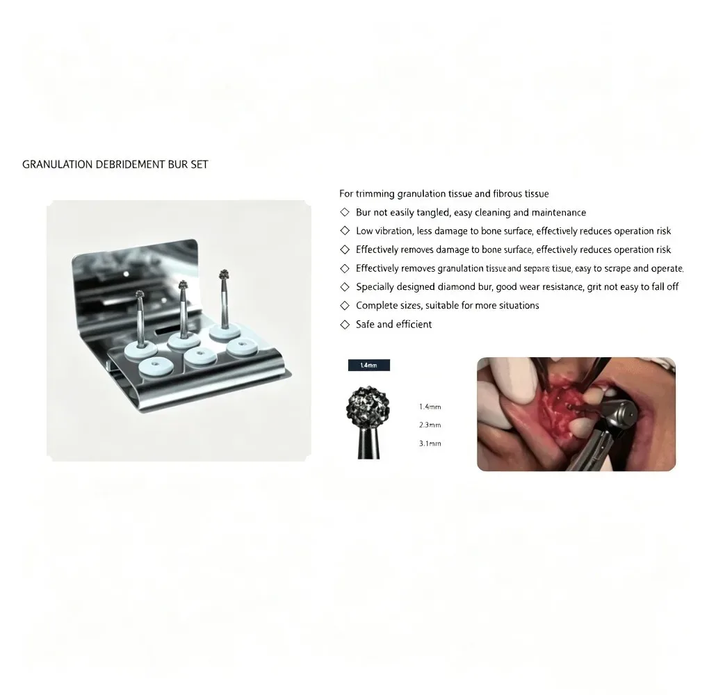 Dental Diamond Debridement Bur Kit Φ1.4 Φ2.3 Φ3.1Low‑Vibration Diamond Grinding Head for Dental Clinic Auxiliary Trimming Tool