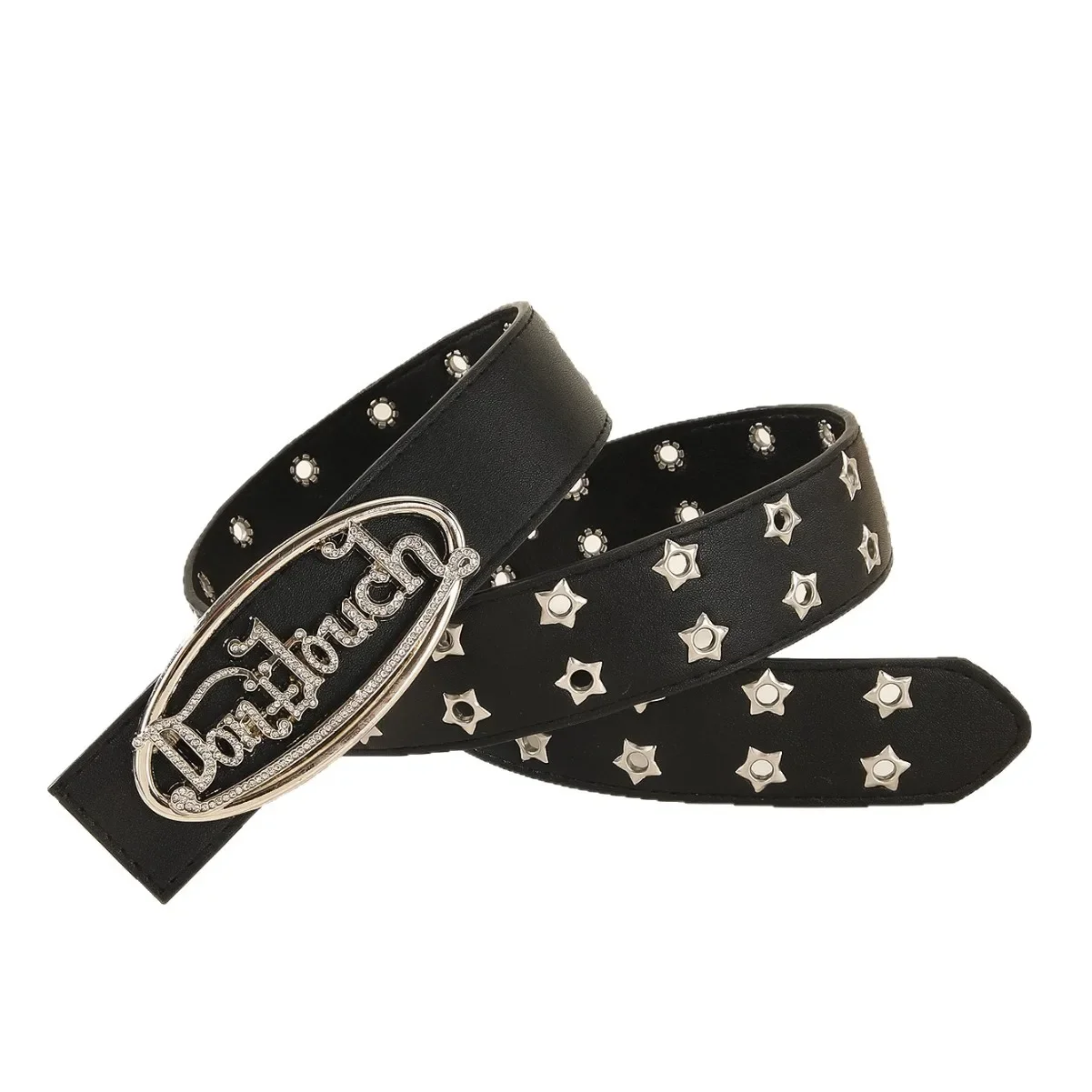 유럽 및 미국 펑크 스타일 리벳 힙합 벨트 오토바이 스타일 벨트 2025 신상 레터 라인스톤 레터 벨트