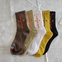 Travis Scott Fashion Hip Hop Socks AB Skateboard Striped Mid Tube Socks Solid Color Breathable Cotton Sock Women Cute Socks